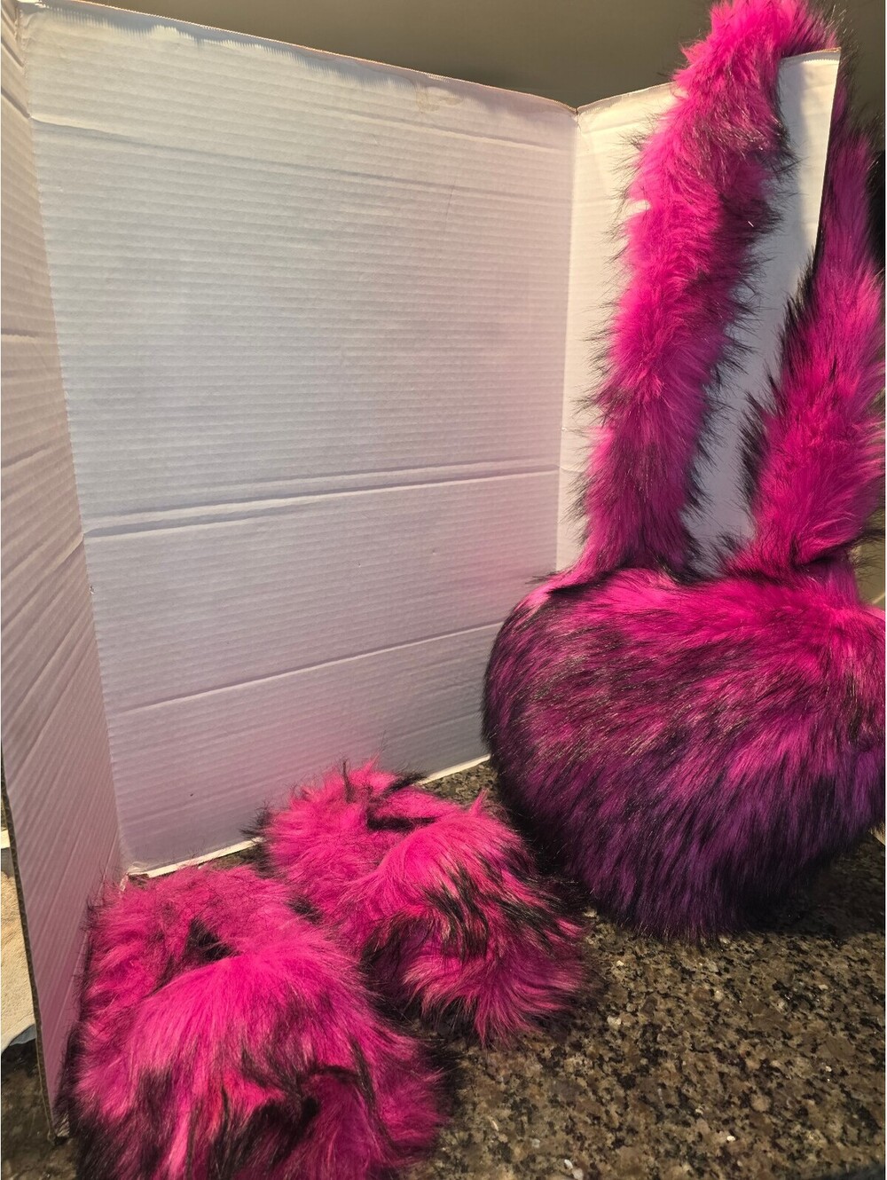Fuzzy Heart Purse Pink / Black Faux Fur With Matching SlideOn Shoes Thick Bottom